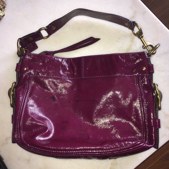 Authentic Coach patent leather plum / purple purse - Picture 8 of 13